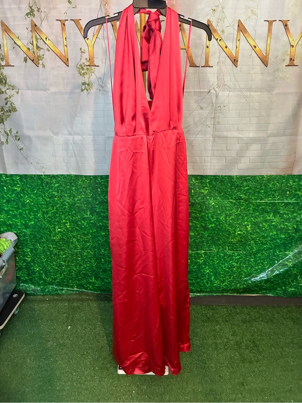 #235 Zara Satin Halter Jumpsuit Size M